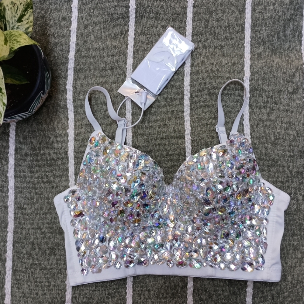 NWOT XS Rhinestone Bustier Top